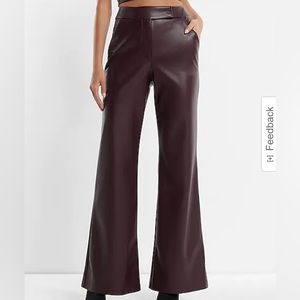 EXPRESS Super High Waisted Faux Leather Flare Trouser Pant